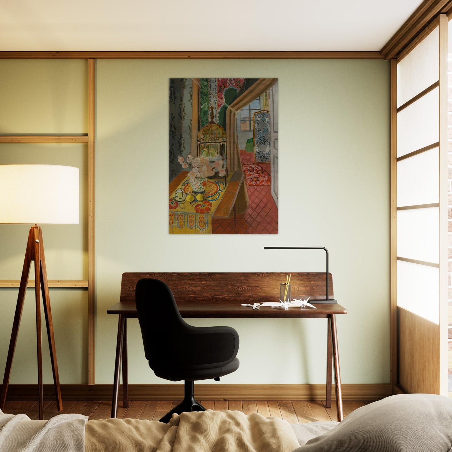INTERIOR FLOWERS AND PARAKEETS 1924 - Henri Matisse Brushed Aluminum Print - 70x100 cm / 28x40 inches | Henri Matisse Aluminum Print | Henri Matisse Prints