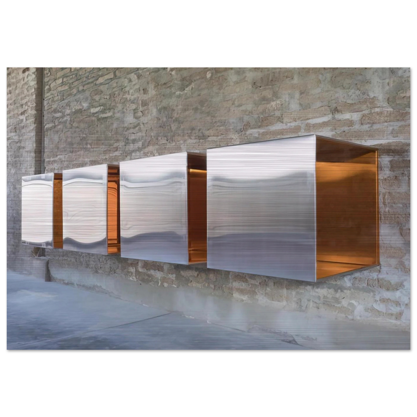 Untitled First Multi-Unit Work - 1966 - Donald Judd Brushed Aluminum Print - 70x100 cm / 28x40 inches | Donald Judd Aluminum Print | Donald Judd Prints