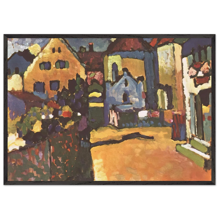 GRUNGASSE IN MURNAU 1909 - Wassily Kandinsky 70x100 cm / 28x40 inches Framed Art Print – Black Wooden Frame