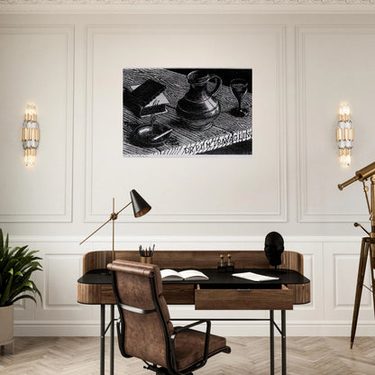 BOOKPLATE DR P H M TRAVAGLINO - MC Escher Brushed Aluminum Print - 70x100 cm / 28x40 inches | MC Escher Aluminum Print | MC Escher Prints