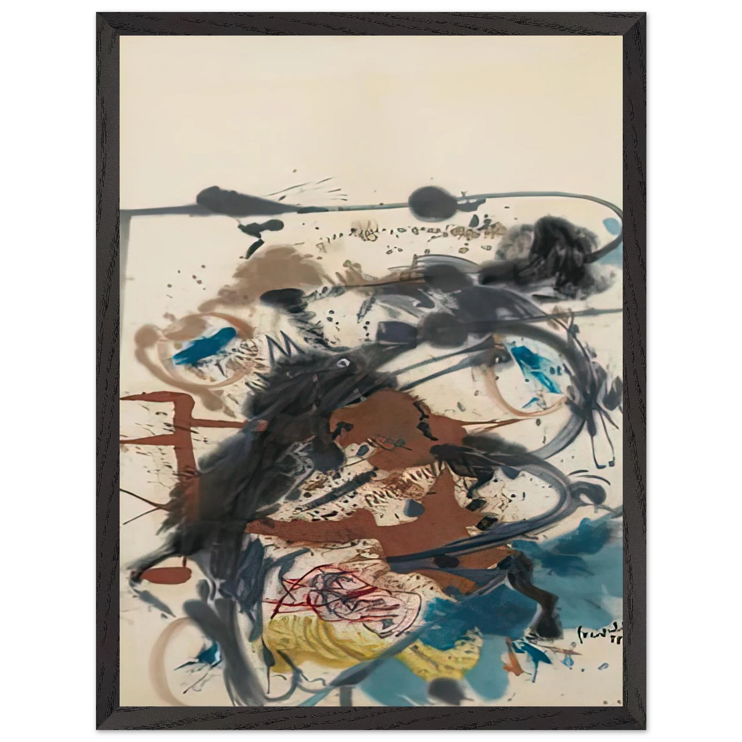 Helen Frankenthaler - Winter Hunt, 1958- Wall Art - 21x29.7 cm / 8x12" - Premium Wooden Framed Poster With Fine Art Paper-canvas - White frame