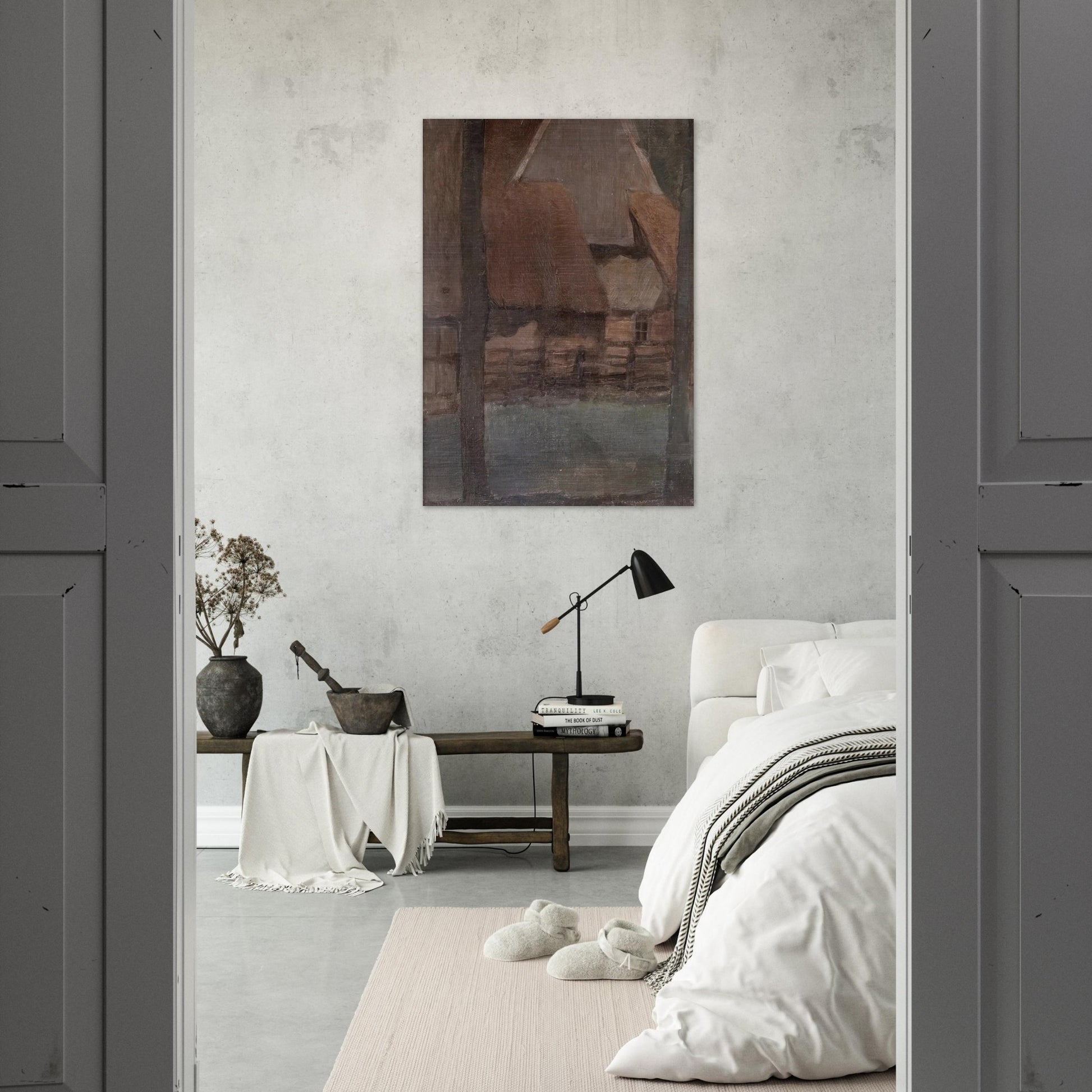 Gable Farm with trees - Piet Mondrian Brushed Aluminum Print - 70x100 cm / 28x40 inches | Piet Mondrian Aluminum Print | Piet Mondrian Prints