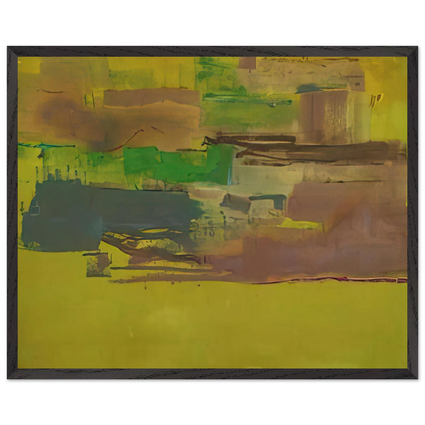 Helen Frankenthaler - August Deep - 1978 Wall art - 28x43  cm / XL (11x17 inches) - Premium Wooden Framed Poster With Fine Art Paper-canvas - Black frame