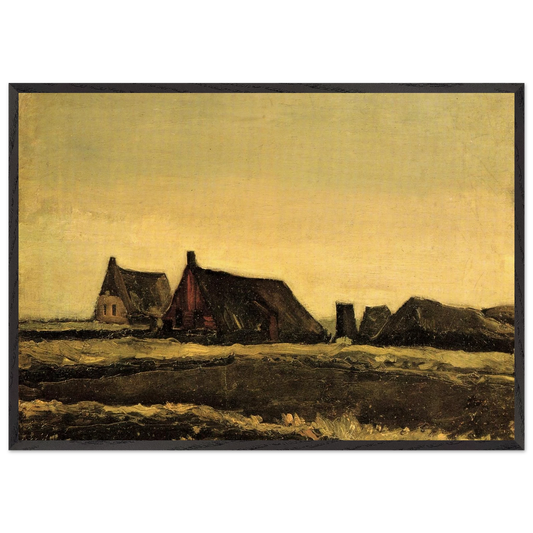 Cottages N2 - Vincent van Gogh 70x100 cm / 28x40 inches Framed Art Print – Black Wooden Frame