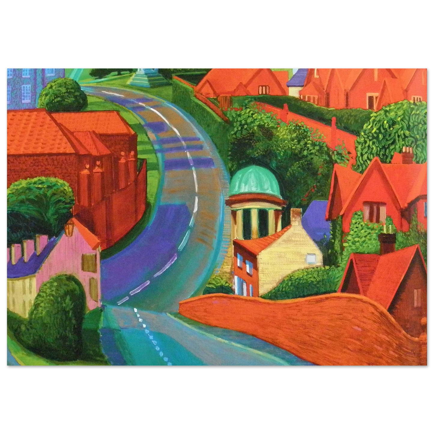 David Hockney - The Road to York Through Sledmere - 13x18 cm / 5x7 inches - Fine Art Poster-canvas - -