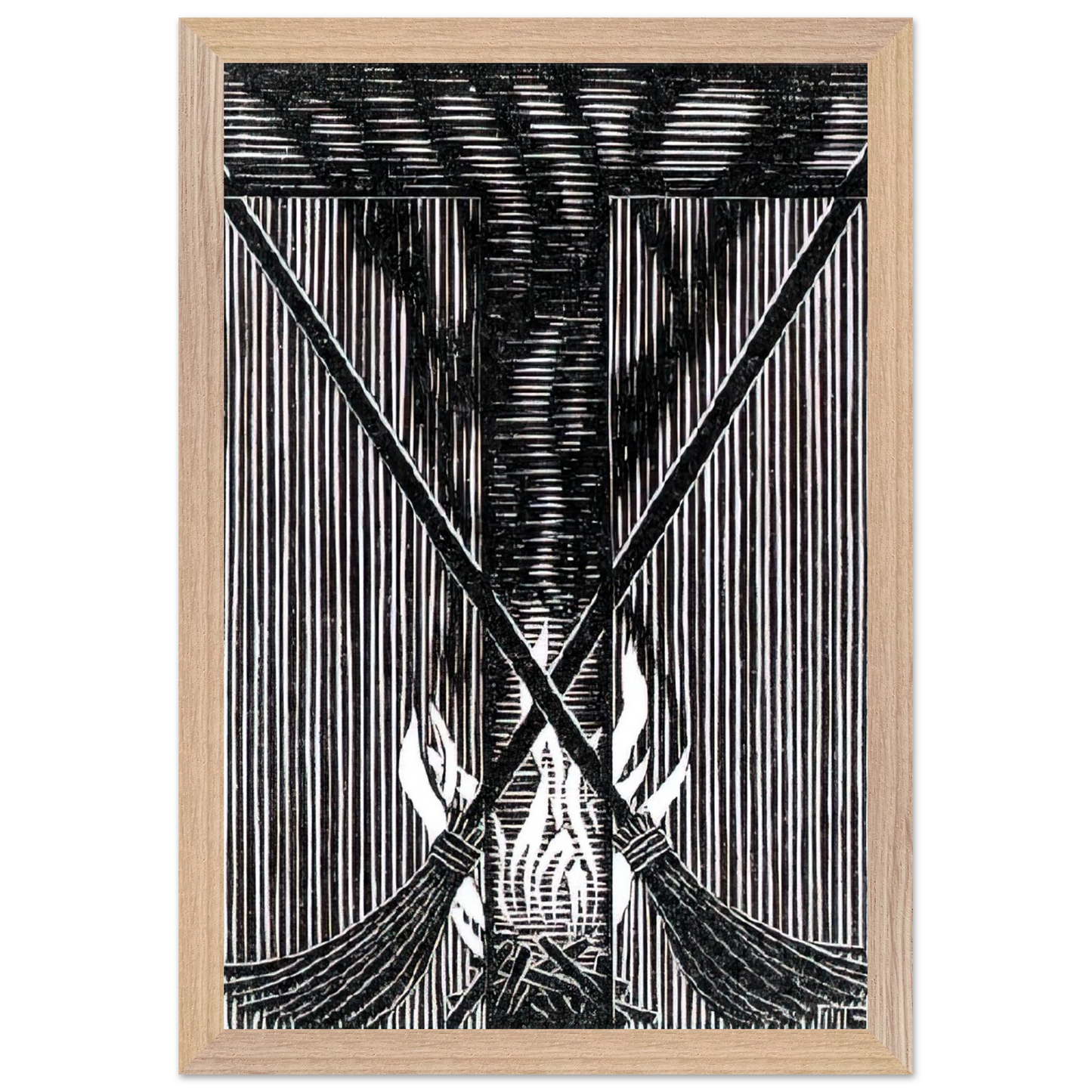 MC Escher - INITIAL T Wall Art - 21x29.7 cm / 8x12" - Premium Wooden Framed Poster With Fine Art Paper-canvas - Wood frame