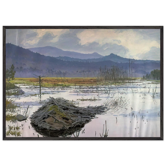 Beaver Pond - 1976 - Neil Welliver 70x100 cm / 28x40 inches Framed Art Print – Black Wooden Frame