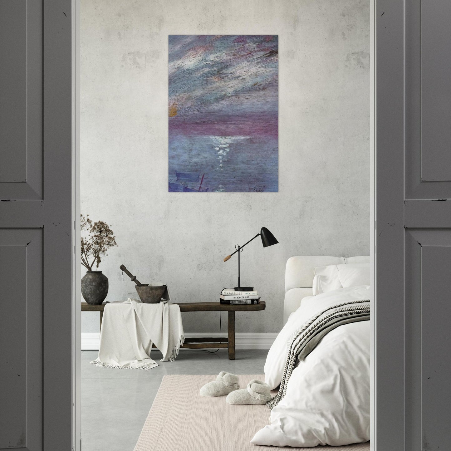 MOONLIGHT OVER THE BAY AT CADAQUES - Salvador Dali Brushed Aluminum Print - 70x100 cm / 28x40 inches | Salvador Dali Aluminum Print | Salvador Dali Prints