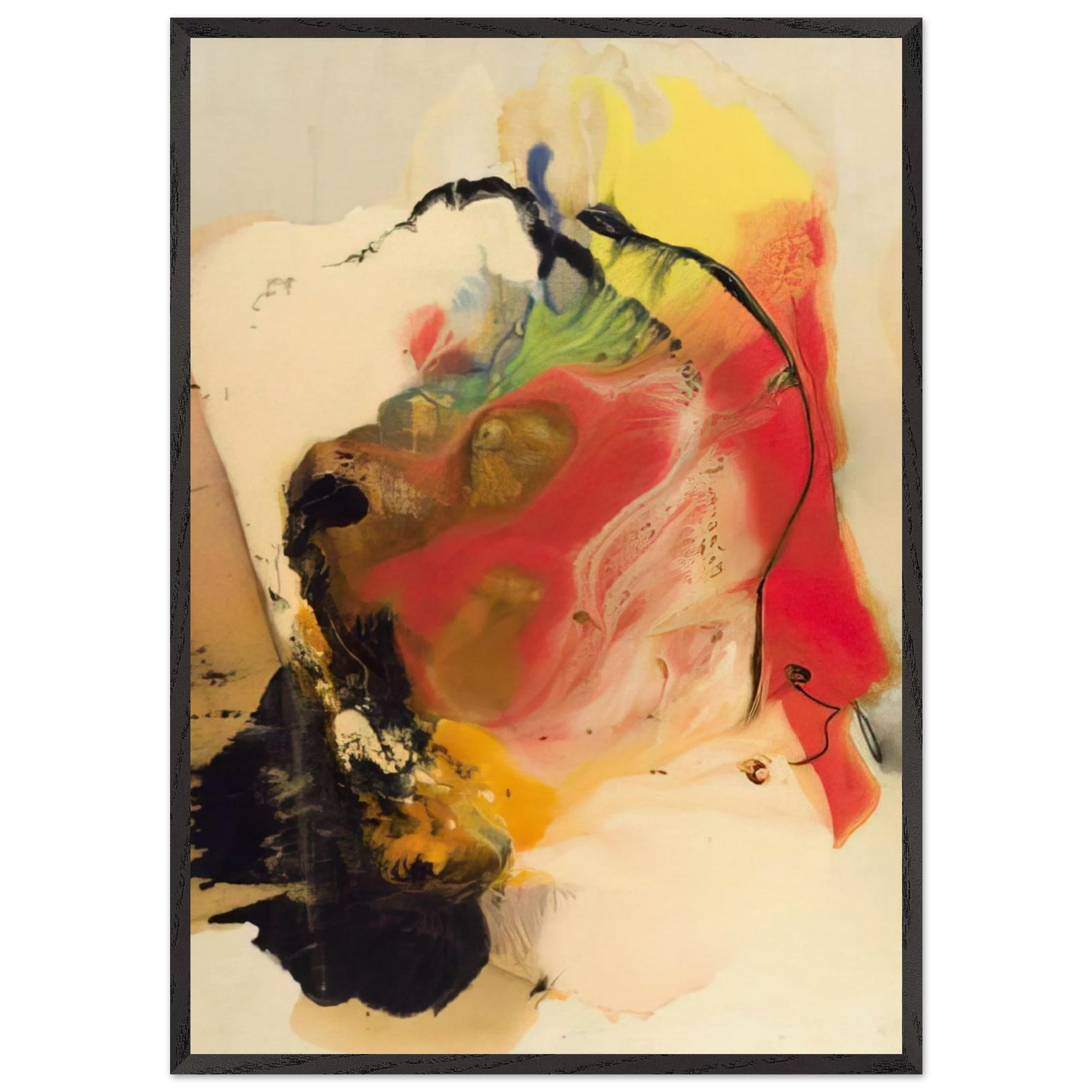Pompeys Head - 1958 - Paul Jenkins 70x100 cm / 28x40 inches Framed Art Print – Black Wooden Frame