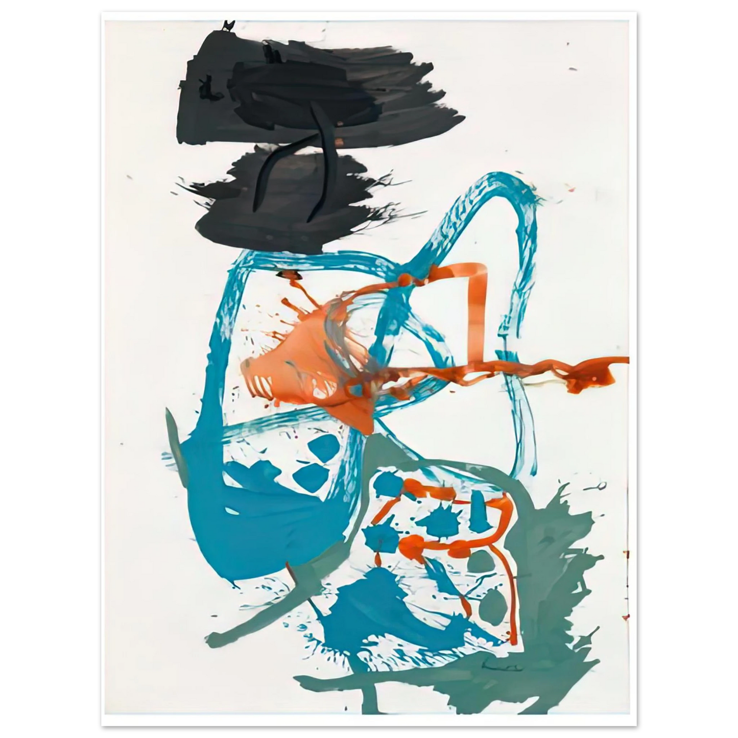 Helen Frankenthaler - Winter Figure with Black Overhead, 1959- Wall Art - 21x29.7 cm / 8x12" - Fine Art Poster-canvas - -