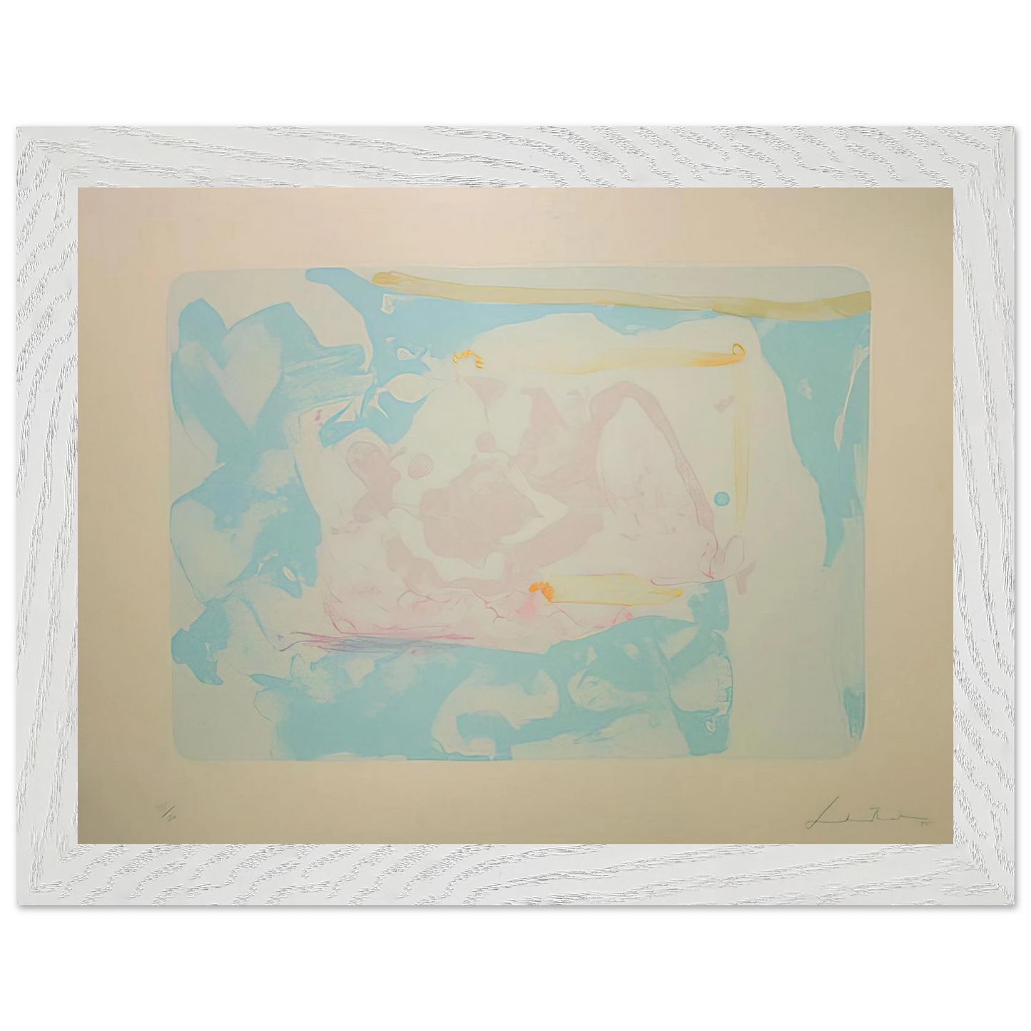 Helen Frankenthaler - Reflections III - 1995 Wall art - 28x43  cm / XL (11x17 inches) - Premium Wooden Framed Poster With Fine Art Paper-canvas - Wood frame
