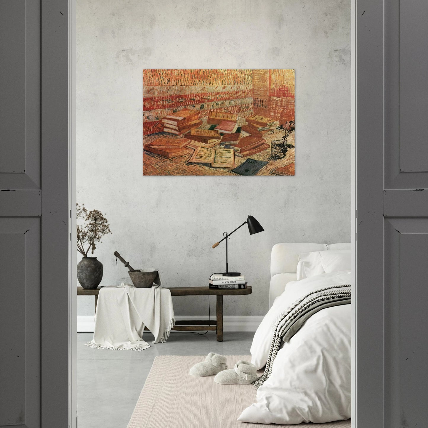 Still Life - French Novels and Rose - Vincent van Gogh Brushed Aluminum Print - 70x100 cm / 28x40 inches | Vincent van Gogh Aluminum Print | Vincent van Gogh Prints