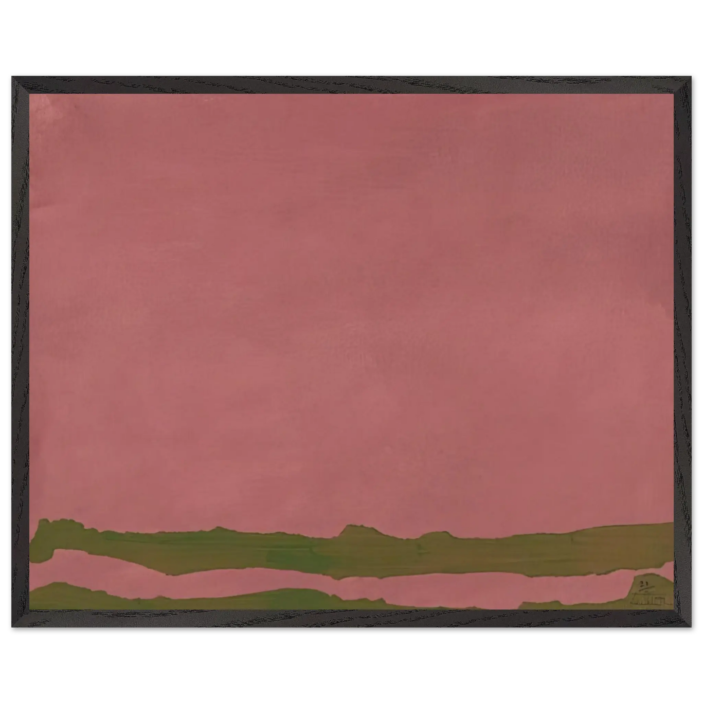 Helen Frankenthaler - Green Likes Mauve - 1970 Wall art - A2 (42 x 59.4  cm) - Premium Wooden Framed Poster With Fine Art Paper - White frame
