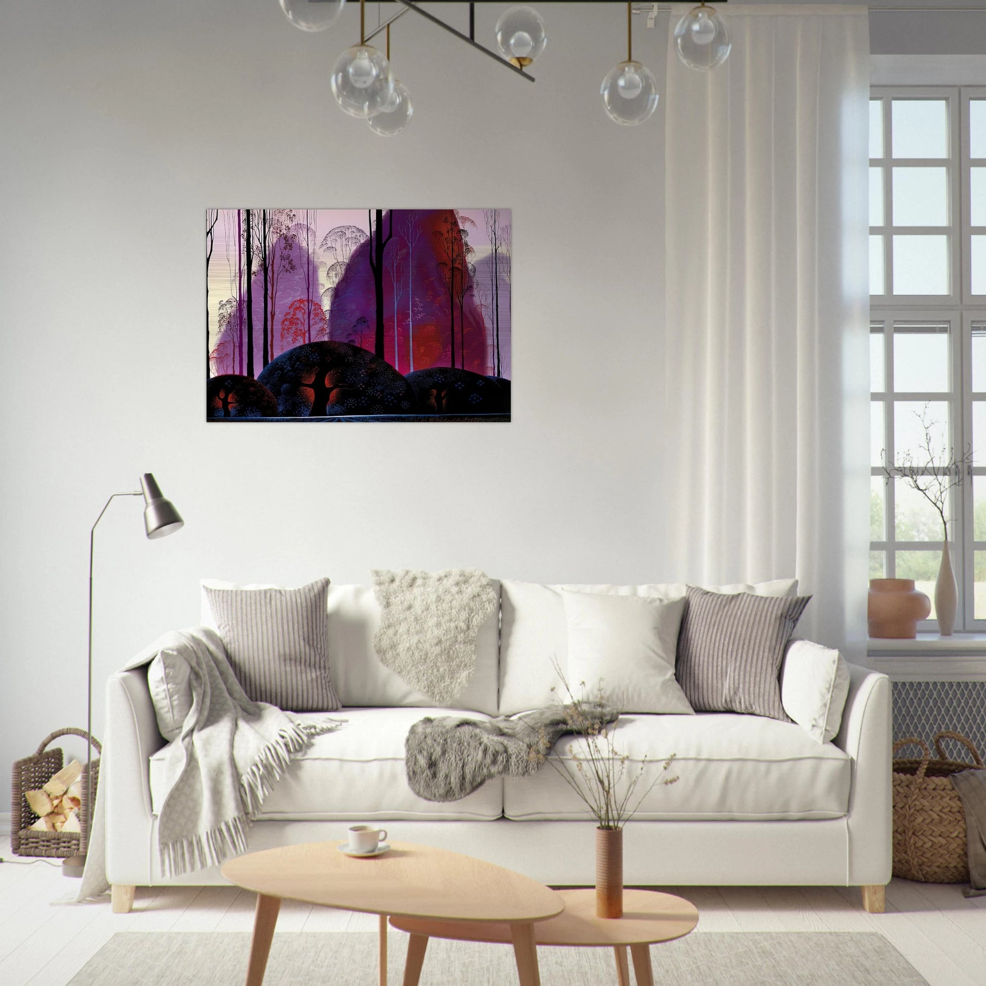 Mauve, Red and Purple - Eyvind Earle Brushed Aluminum Print - 70x100 cm / 28x40 inches | Eyvind Earle Aluminum Print | Eyvind Earle Prints