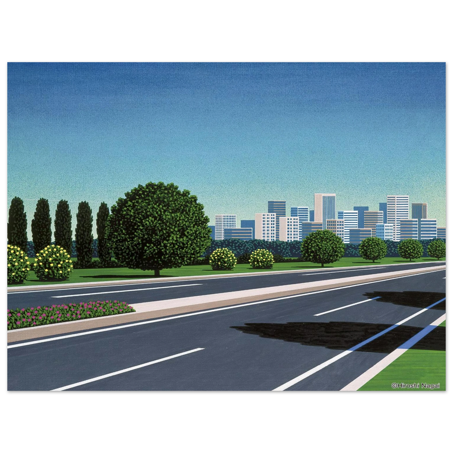 Hiroshi Nagai - City Highway Wall Art - 21x29.7 cm / 8x12" - Fine Art Poster - -