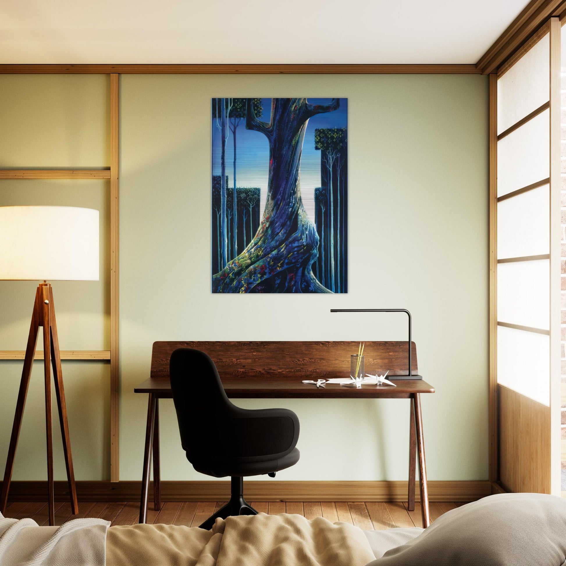 Medieval Forest - Eyvind Earle Brushed Aluminum Print - 70x100 cm / 28x40 inches | Eyvind Earle Aluminum Print | Eyvind Earle Prints