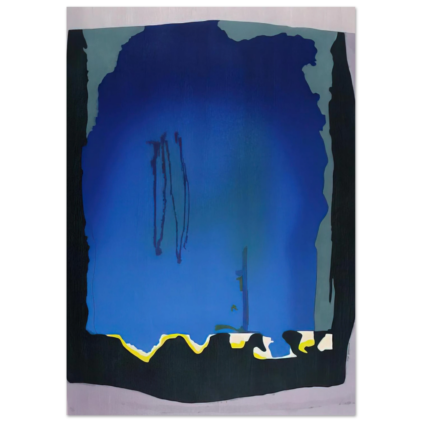 Helen Frankenthaler - Freefall - 1992 Wall art - 21x29.7 cm / 8x12" - Premium Wooden Framed Poster With Fine Art Paper-canvas - Black frame