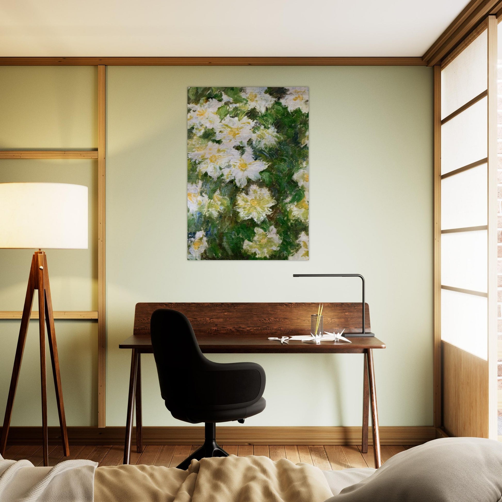 White Clematis - claude monet Brushed Aluminum Print - 70x100 cm / 28x40 inches | claude monet Aluminum Print | claude monet Prints