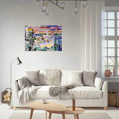 COAST VILLAGE 1987 - Roy Lichtenstein Brushed Aluminum Print - 70x100 cm / 28x40 inches | Roy Lichtenstein Aluminum Print | Roy Lichtenstein Prints