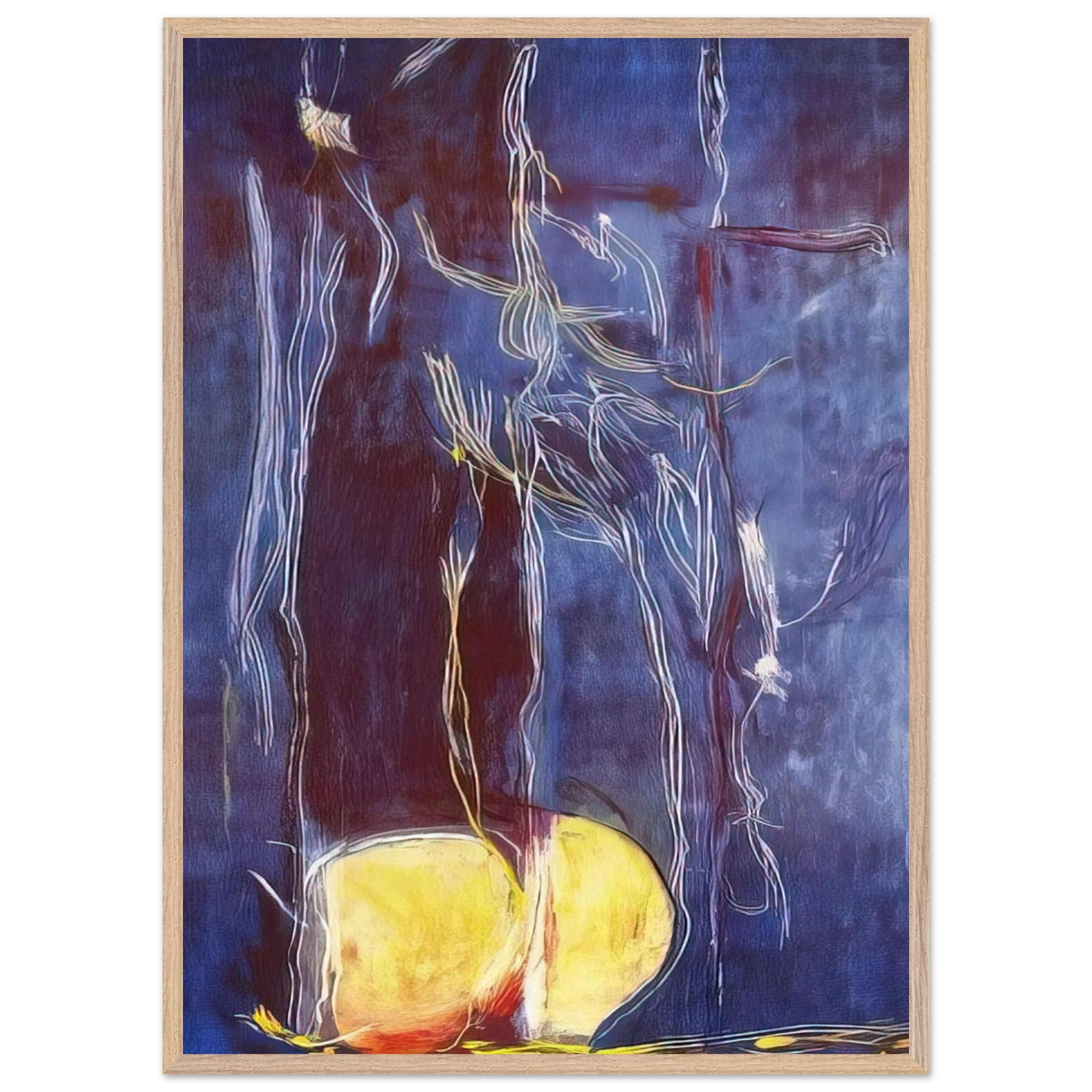 Helen Frankenthaler - All About Blue - 1994 Wall art - 21x29.7 cm / 8x12" - Premium Wooden Framed Poster With Fine Art Paper-canvas - Wood frame