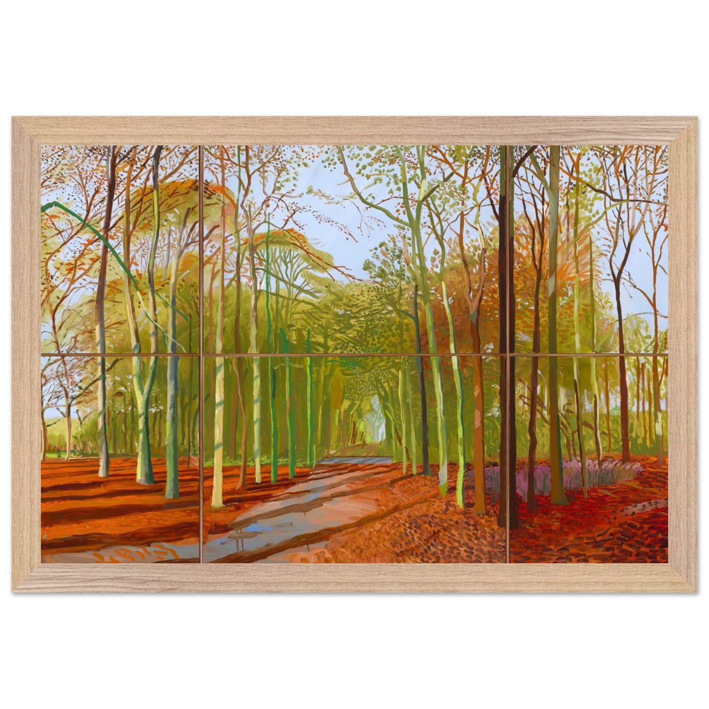 David Hockney - Woldgate Woods, 21, 23 & 29 November 2006 - 28x43  cm / XL (11x17 inches) - Premium Wooden Framed Poster With Fine Art Paper-canvas - Black frame
