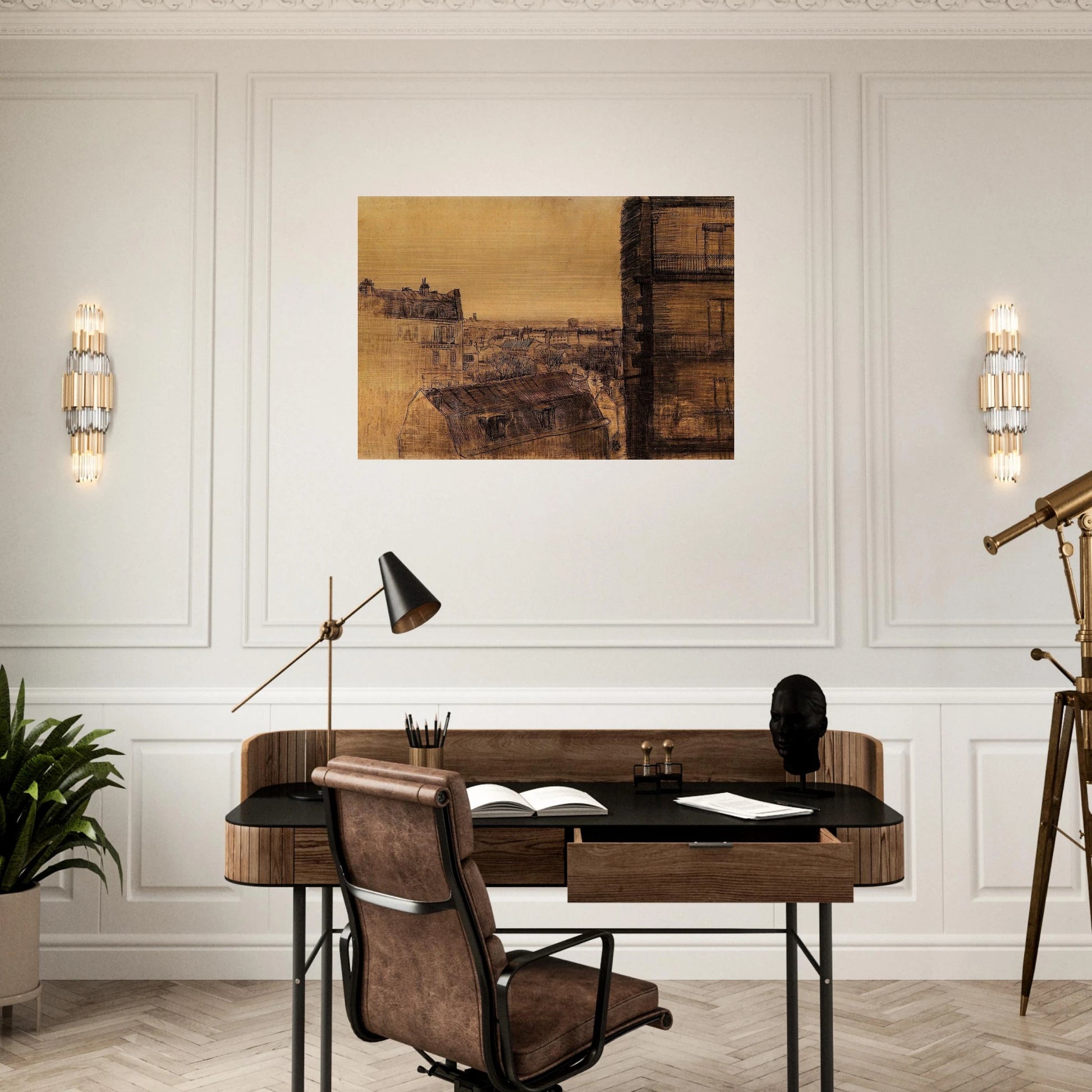 View from the Apartment in the Rue Lepic - Vincent van Gogh Brushed Aluminum Print - 70x100 cm / 28x40 inches | Vincent van Gogh Aluminum Print | Vincent van Gogh Prints