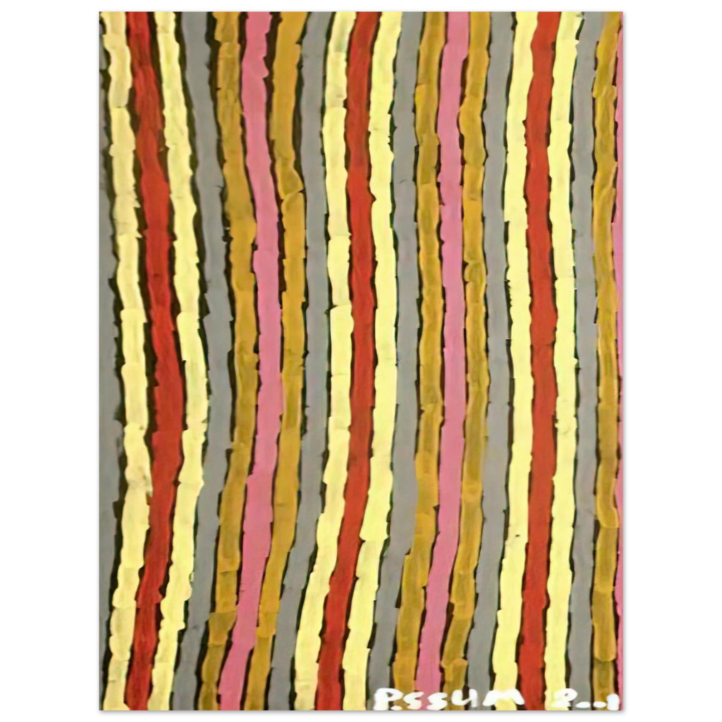 Clifford Possum Tjapaltjarri - Ceremonial Paint Floor Napperby - 2001  75x100 cm / 30x40inches Fine Art Poster