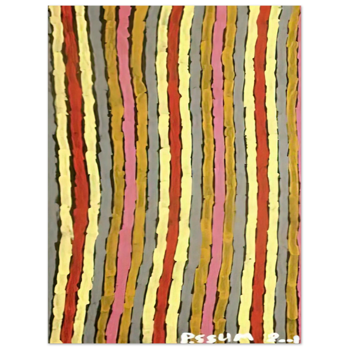 Clifford Possum Tjapaltjarri - Ceremonial Paint Floor Napperby - 2001  75x100 cm / 30x40inches Fine Art Poster