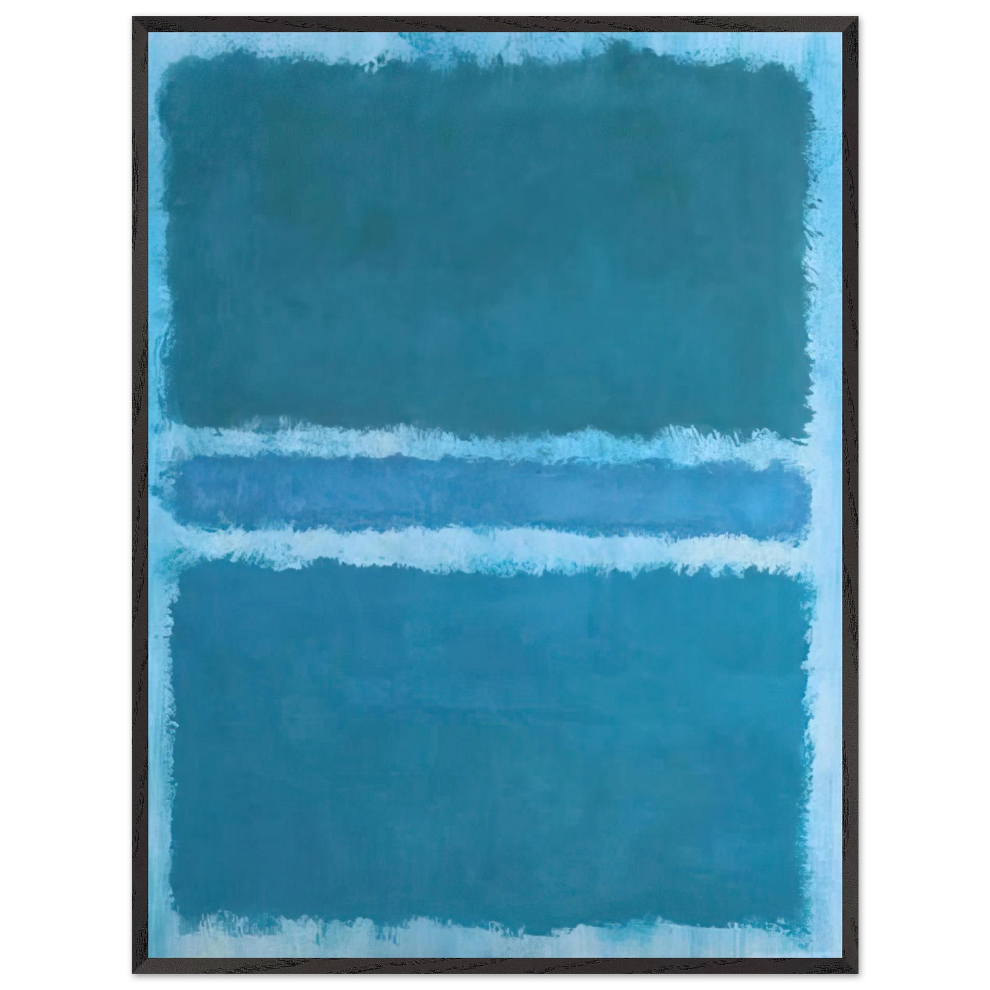 Mark Rothko - Untitled Blue Divided by Blue - 1966 Wall Art - 21x29.7 cm / 8x12" - Premium Wooden Framed Poster With Fine Art Paper - Wood frame
