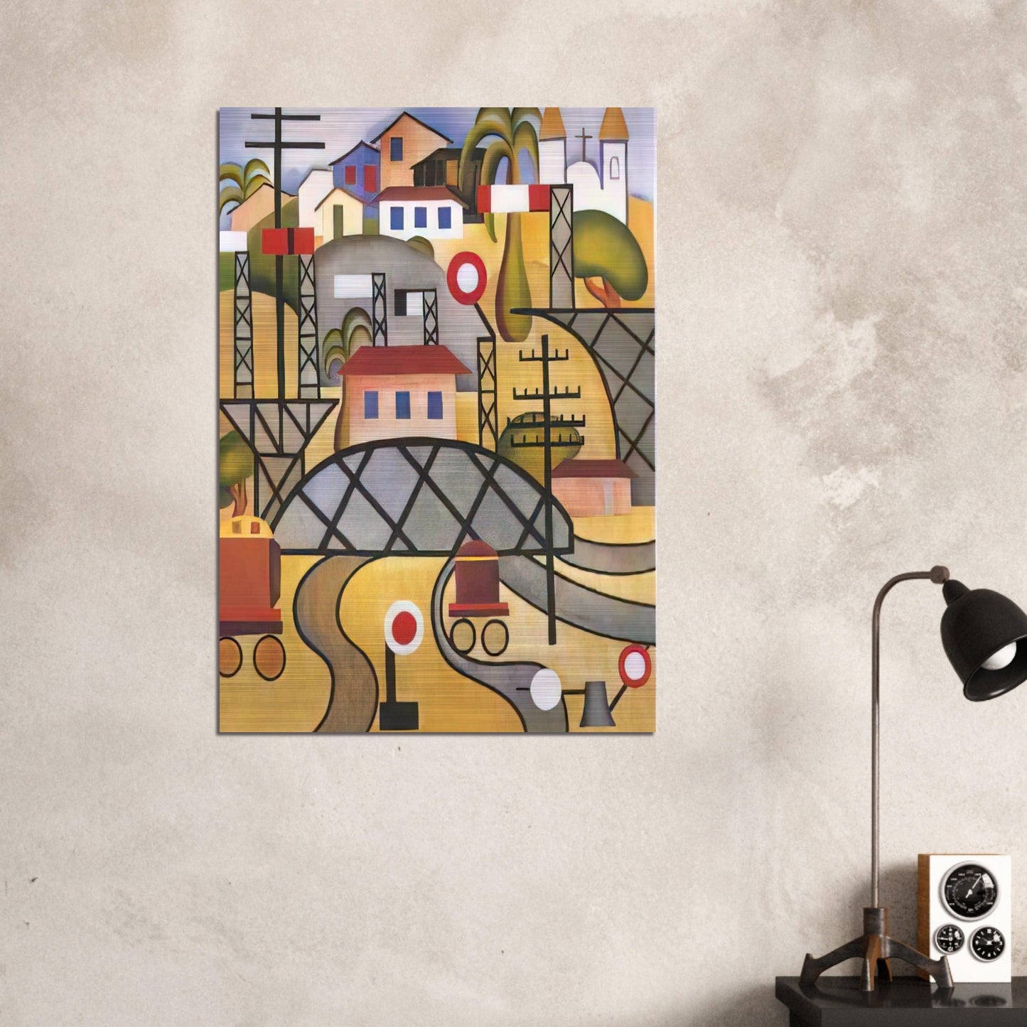 E.F.C.B. Estrada de Ferro Central do Brasil - Tarsila do Amaral Brushed Aluminum Print - 70x100 cm / 28x40 inches | Tarsila do Amaral Aluminum Print | Tarsila do Amaral Prints