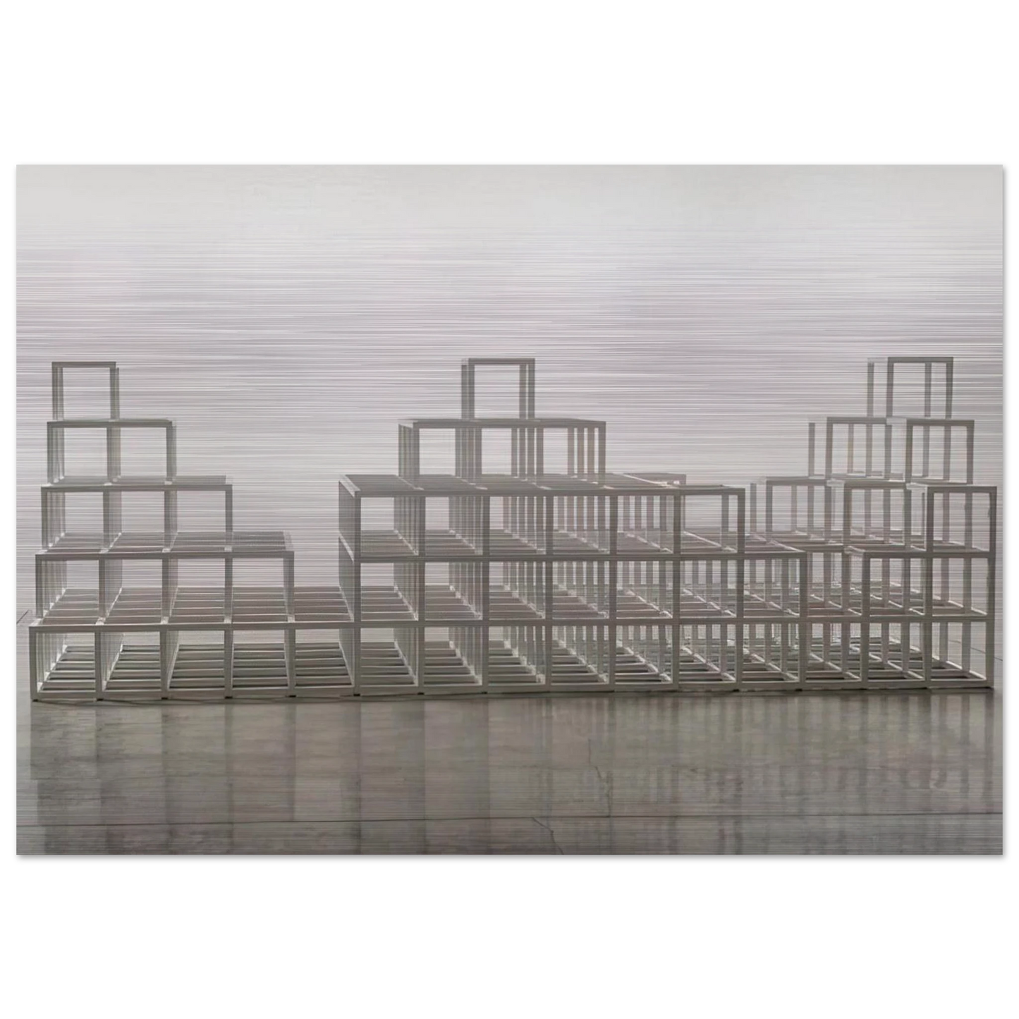 Structure with Three Towers - Sol LeWitt Brushed Aluminum Print - 70x100 cm / 28x40 inches | Sol LeWitt Aluminum Print | Sol LeWitt Prints