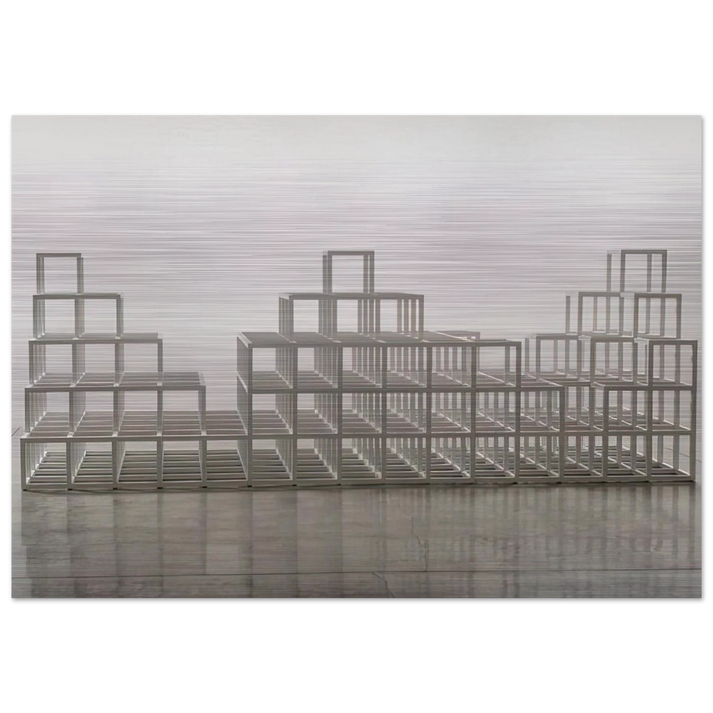 Structure with Three Towers - Sol LeWitt Brushed Aluminum Print - 70x100 cm / 28x40 inches | Sol LeWitt Aluminum Print | Sol LeWitt Prints