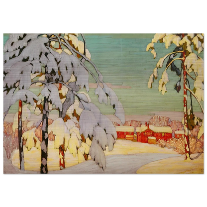 Winter Landscape with Pink House - 1918 - Lawren Harris Brushed Aluminum Print - 70x100 cm / 28x40 inches | Lawren Harris Aluminum Print | Lawren Harris Prints