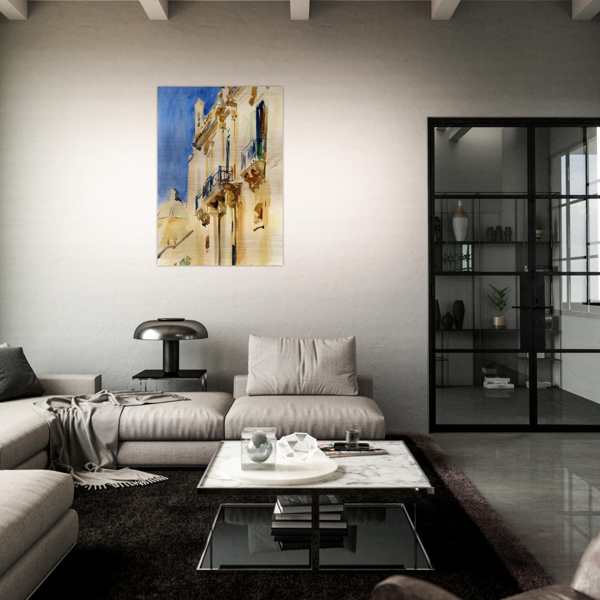 Façade of a Palazzo, Girgente, Sicily - John Singer Sargent Brushed Aluminum Print - 70x100 cm / 28x40 inches | John Singer Sargent Aluminum Print | John Singer Sargent Prints