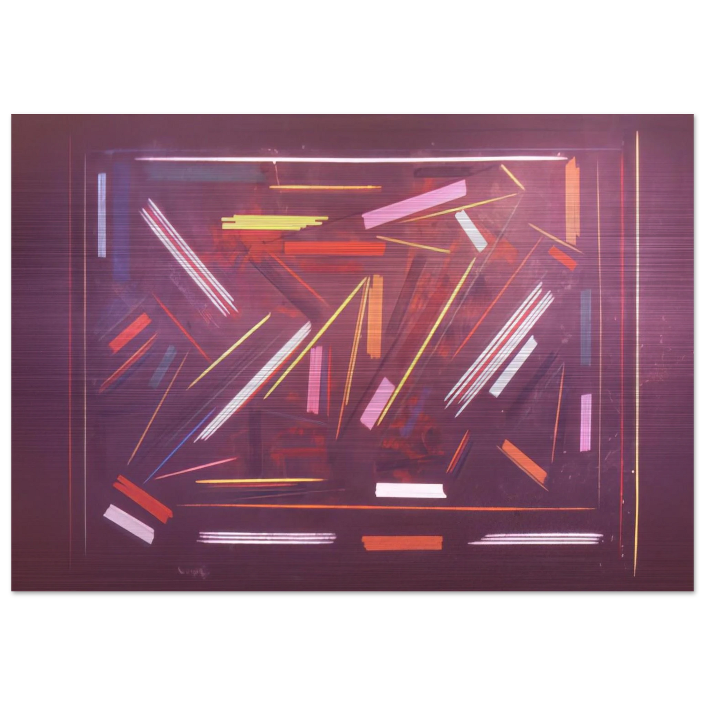 Brown Line Painting - 1968 - Ronnie Landfield Brushed Aluminum Print - 70x100 cm / 28x40 inches | Ronnie Landfield Aluminum Print | Ronnie Landfield Prints