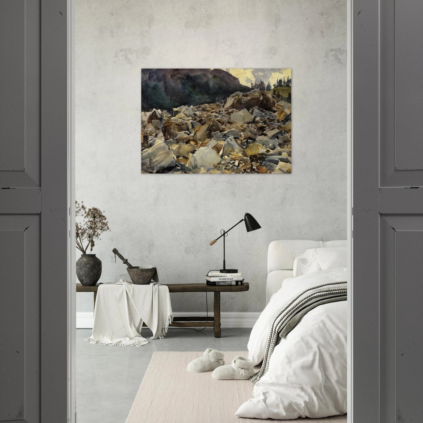 Purtud, Alpine Scene and Boulders - John Singer Sargent Brushed Aluminum Print - 70x100 cm / 28x40 inches | John Singer Sargent Aluminum Print | John Singer Sargent Prints