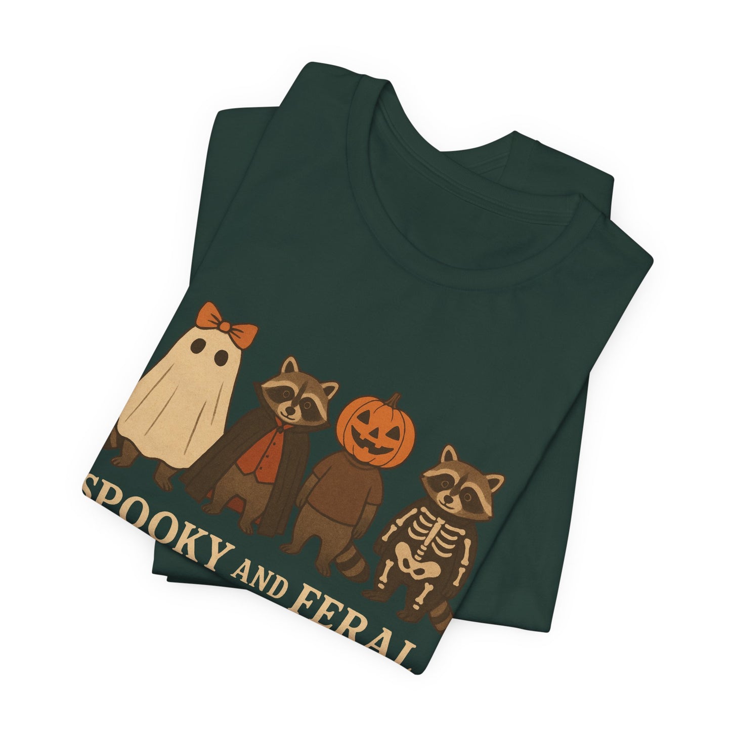 Spooky Raccoon Shirt, Grappige Halloween Grafisch T-shirt, Schattig Vintage Herfst T-shirt, Trendy Vrouwen Halloween Shirt, Feral Raccoon T-shirt