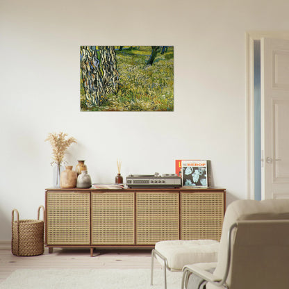 Tree Trunks in the Grass - Vincent van Gogh Brushed Aluminum Print - 70x100 cm / 28x40 inches | Vincent van Gogh Aluminum Print | Vincent van Gogh Prints