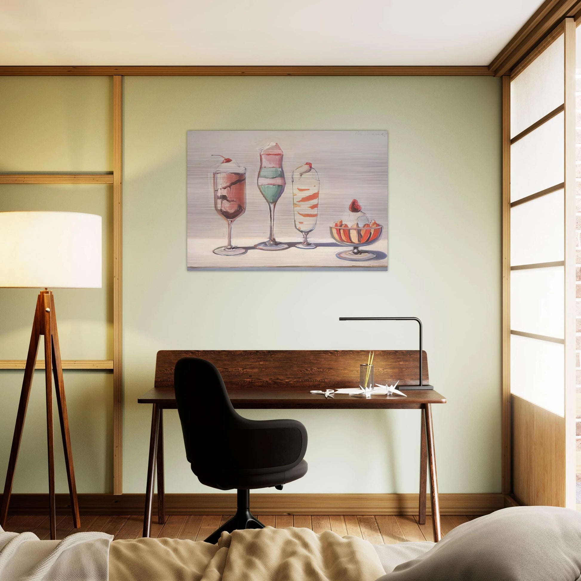 Four Sundaes - Pop Art - Wayne Thiebaud Brushed Aluminum Print - 70x100 cm / 28x40 inches | Wayne Thiebaud Aluminum Print | Wayne Thiebaud Prints