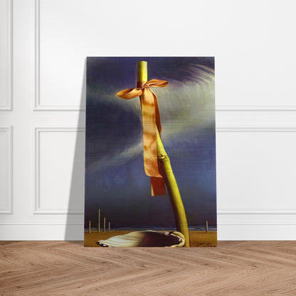 PINK KNOT AND SHELL ON THE SEASHORE - Salvador Dali Brushed Aluminum Print - 70x100 cm / 28x40 inches | Salvador Dali Aluminum Print | Salvador Dali Prints