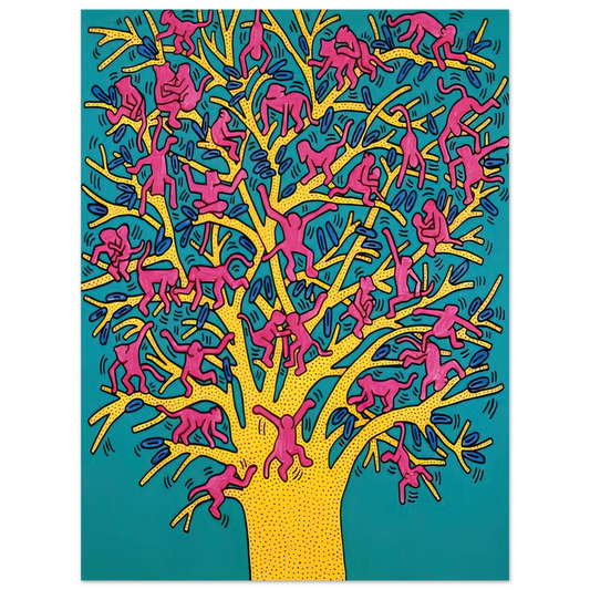 Keith Haring - THE TREE OF MONKEYS  75x100 cm / 30x40inches Fine Art Poster | Keith Haring Art For Sale