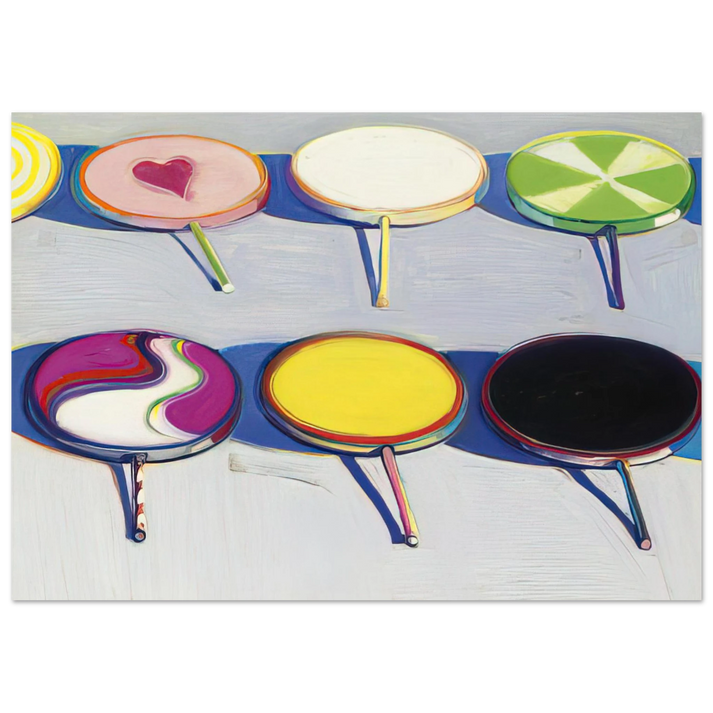 Wayne Thiebaud - Seven Suckers - 1970 Wall Art - 30x40 cm / 12x16 inches - Premium Wooden Framed Poster With Fine Art Paper-canvas - Black frame