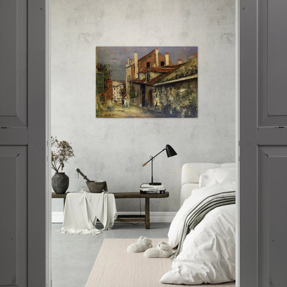 THE HOUSE OF MIMI PINSON IN MONTMARTRE - Maurice Utrillo Brushed Aluminum Print - 70x100 cm / 28x40 inches | Maurice Utrillo Aluminum Print | Maurice Utrillo Prints