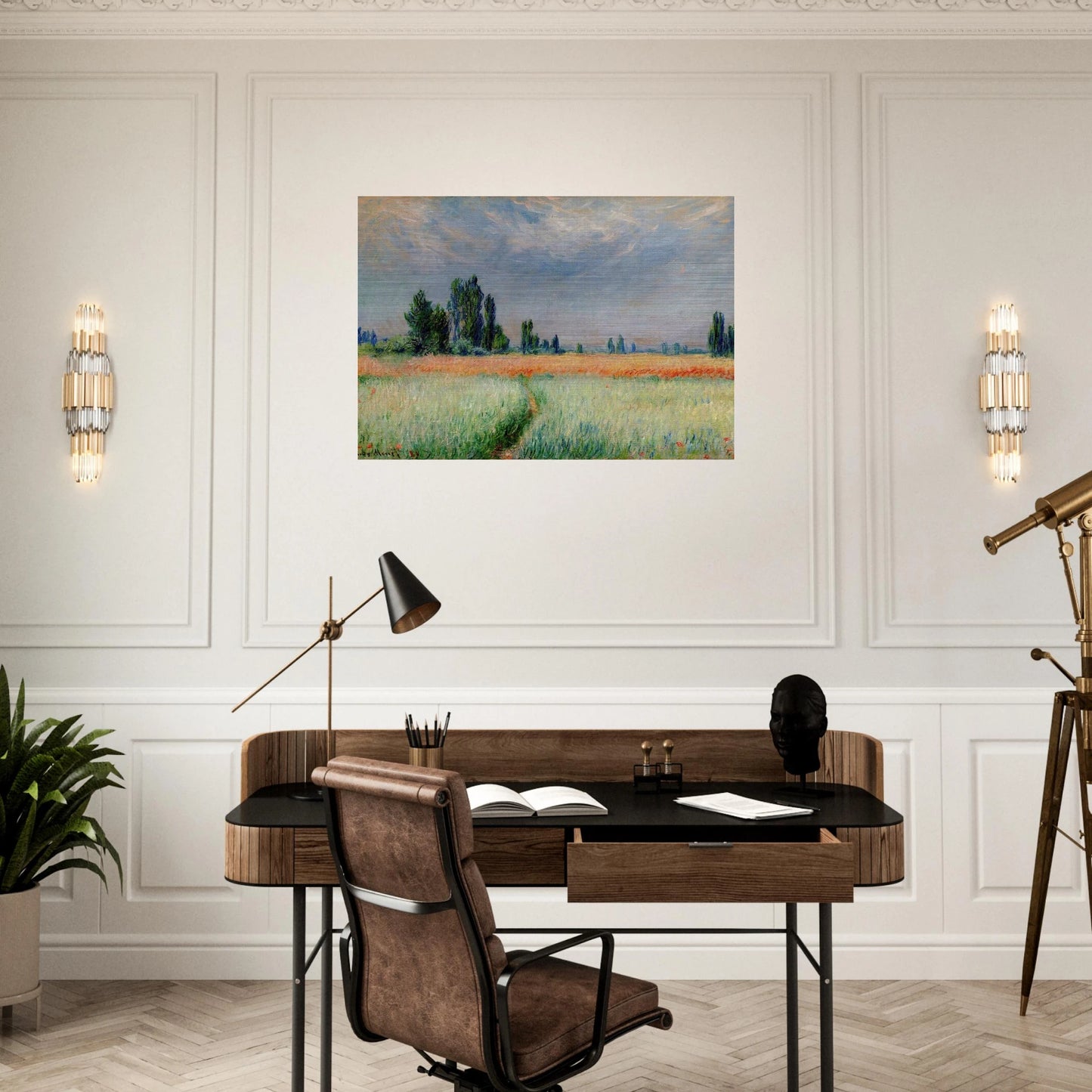 The Wheat Field - claude monet Brushed Aluminum Print - 70x100 cm / 28x40 inches | claude monet Aluminum Print | claude monet Prints