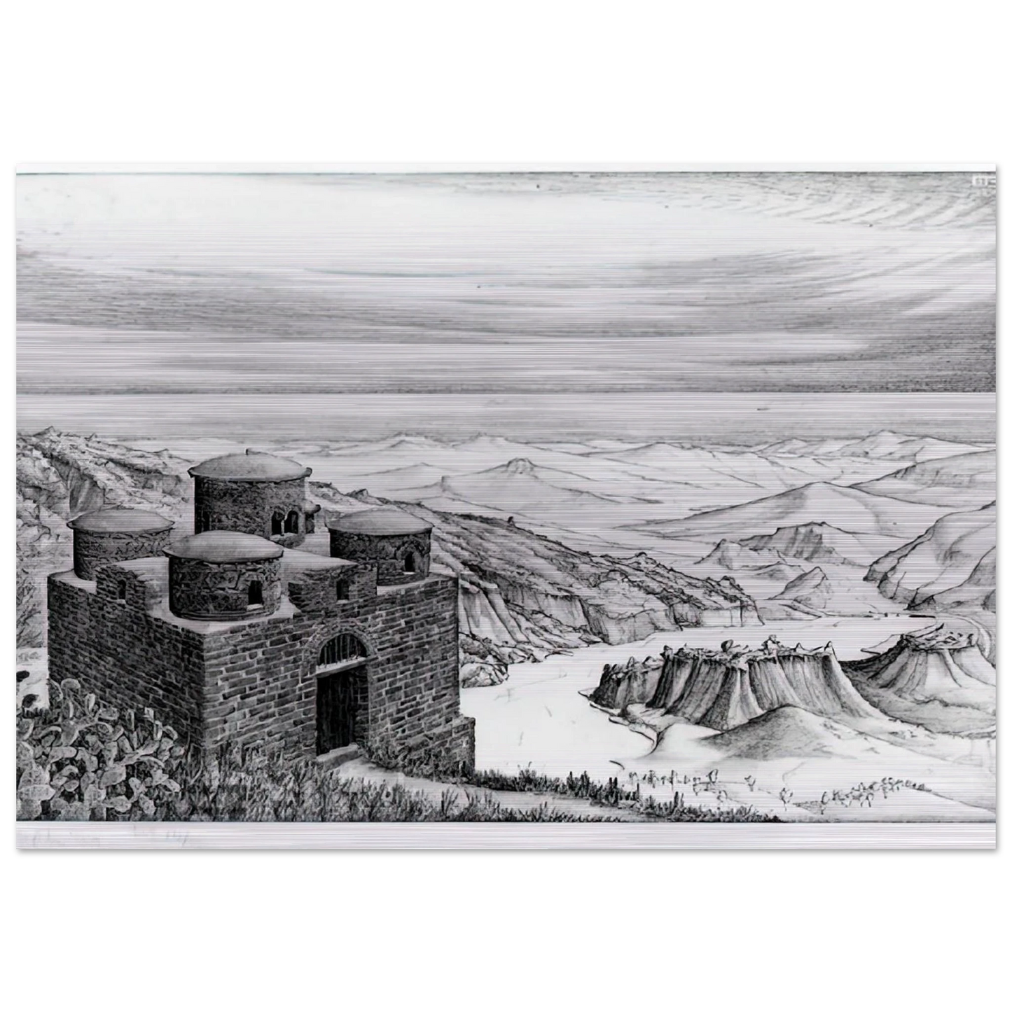 CATTOLICA OF STILO CALABRIA 1930 - MC Escher Brushed Aluminum Print - 70x100 cm / 28x40 inches | MC Escher Aluminum Print | MC Escher Prints