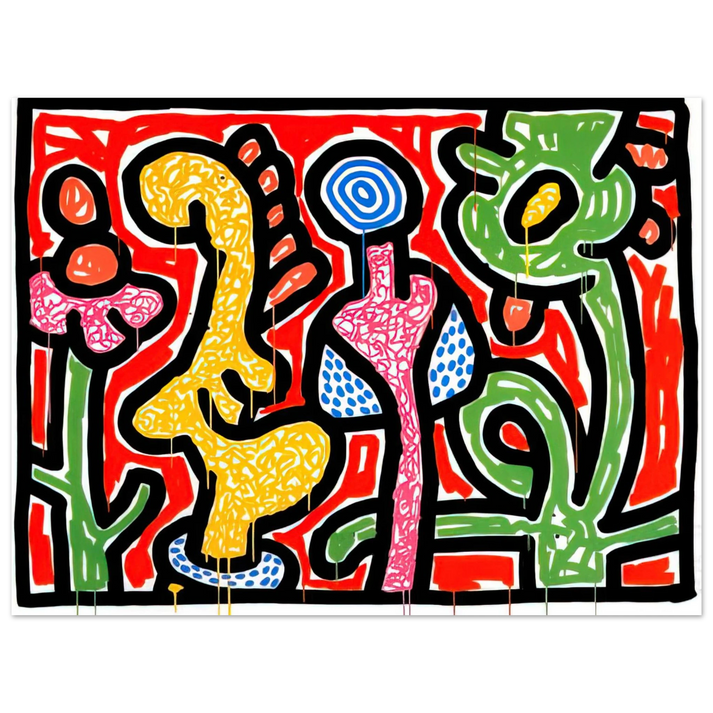 Keith Haring - FLOWERS IV 1990  75x100 cm / 30x40inches Fine Art Poster