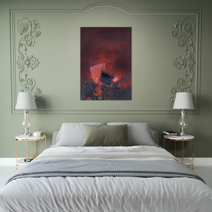 SIN T TULO ABSTRACCI N EN ROSO Y NEGRO - Luis Feito Brushed Aluminum Print - 70x100 cm / 28x40 inches | Luis Feito Aluminum Print | Luis Feito Prints