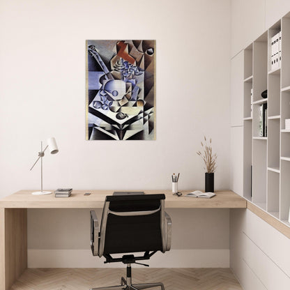 STILL LIFE WITH FLOWERS 1912 - Juan Gris Brushed Aluminum Print - 70x100 cm / 28x40 inches | Juan Gris Aluminum Print | Juan Gris Prints