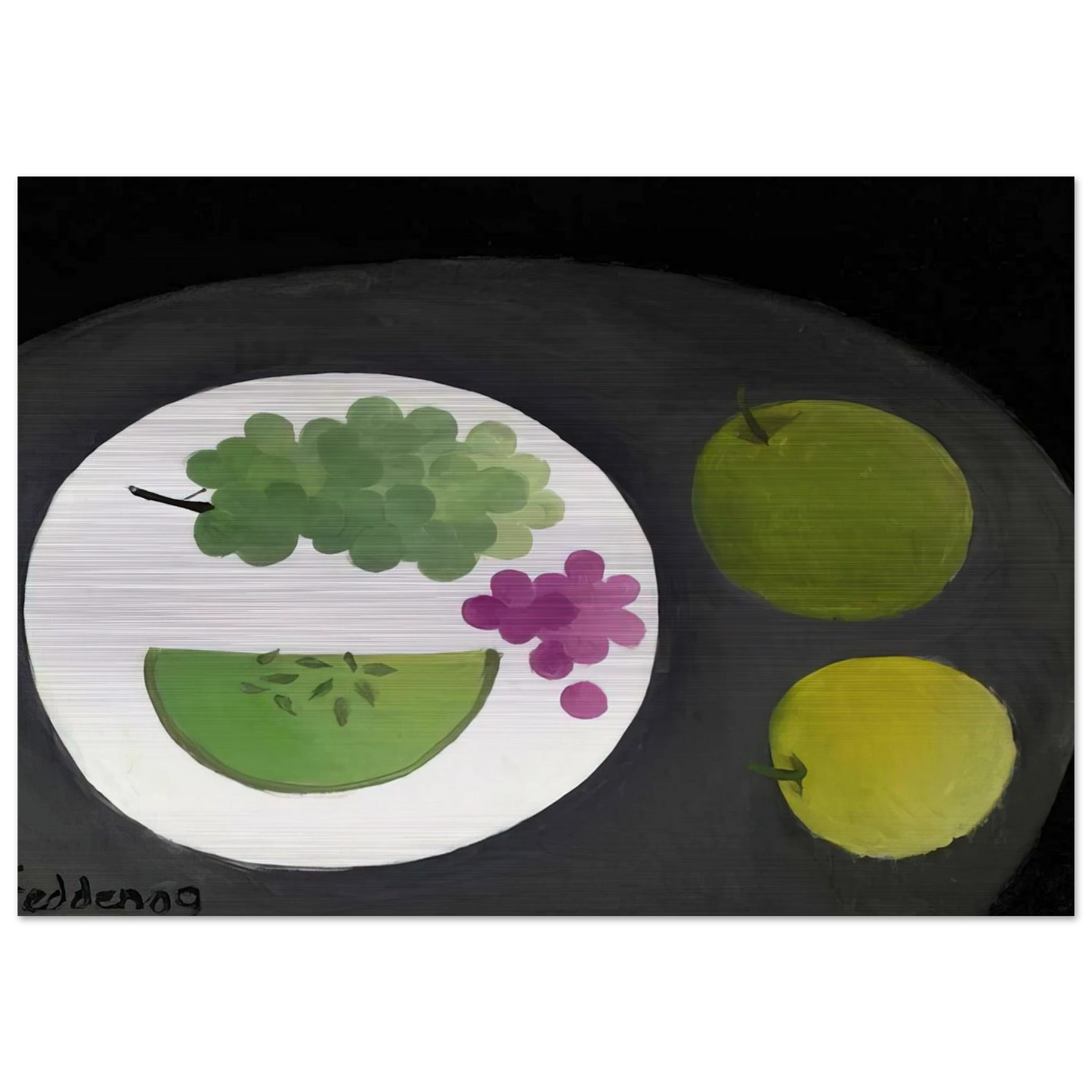 Melon and Grapes - 2009 - Mary Fedden Brushed Aluminum Print - 70x100 cm / 28x40 inches | Mary Fedden Aluminum Print | Mary Fedden Prints