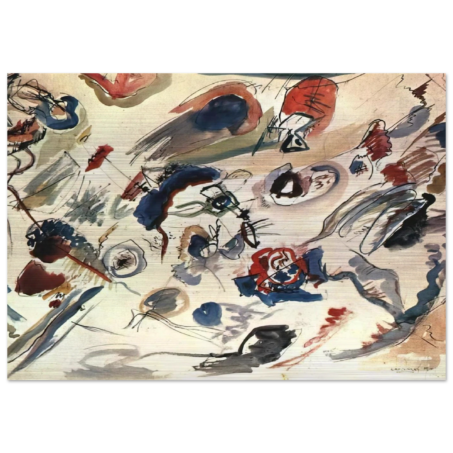 FIRST ABSTRACT WATERCOLOR 1910 - Wassily Kandinsky Brushed Aluminum Print - 70x100 cm / 28x40 inches | Wassily Kandinsky Aluminum Print | Wassily Kandinsky Prints